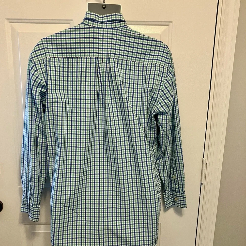 Vineyard Vines Sz Medium Whale Shirt Long‎ Sleeve Blue Plaid Button Up Men's